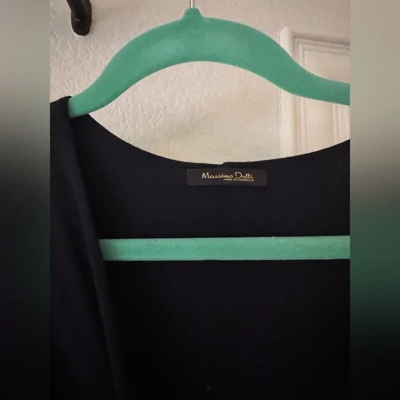 Elegant Navy Blue Dress with Tan Leather Belt Size XS - Picture 4 of 5